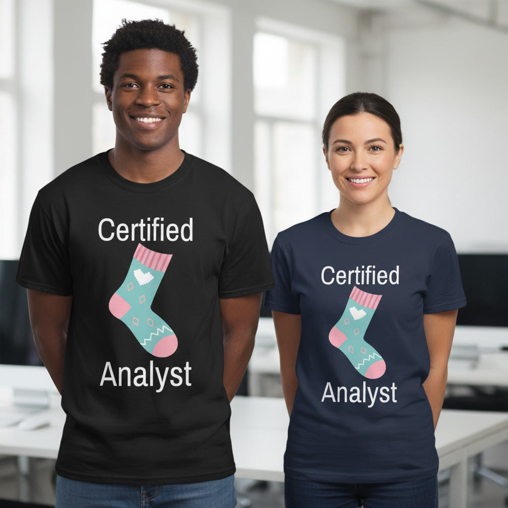 Two people wearing t-shirts with 'Certified SOC Analyst' text 